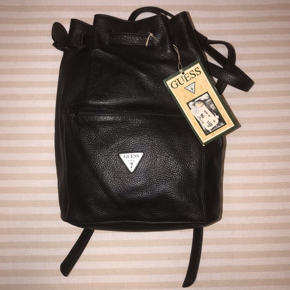Guess Bags Nwt Guess Genuine Leather Mini Backpack Black Poshmark